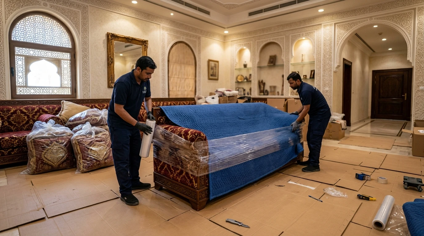 تغليف وحماية كنب ومجالس عربية بالبابلز والنايلون بالرياض